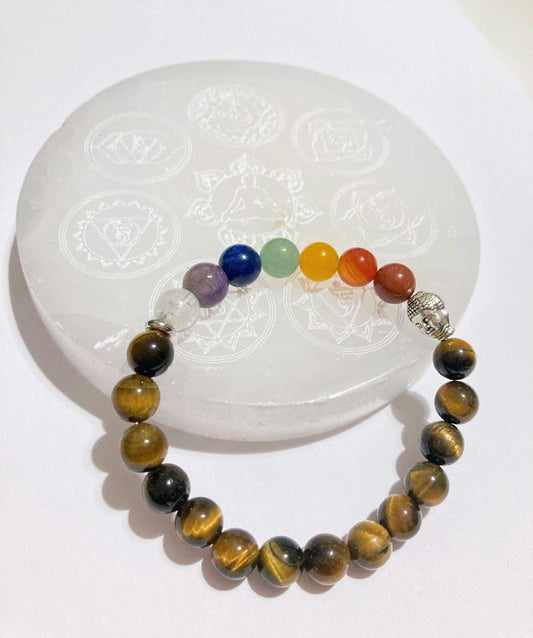 Pulseira de Chakras e Olho de Tigre